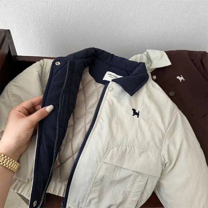 Autumn and Winter Children's Jacket New Boys' and Girls' Cotton Jacket Cartoon Baseball Jacket Thick Collar Coat - PratSN