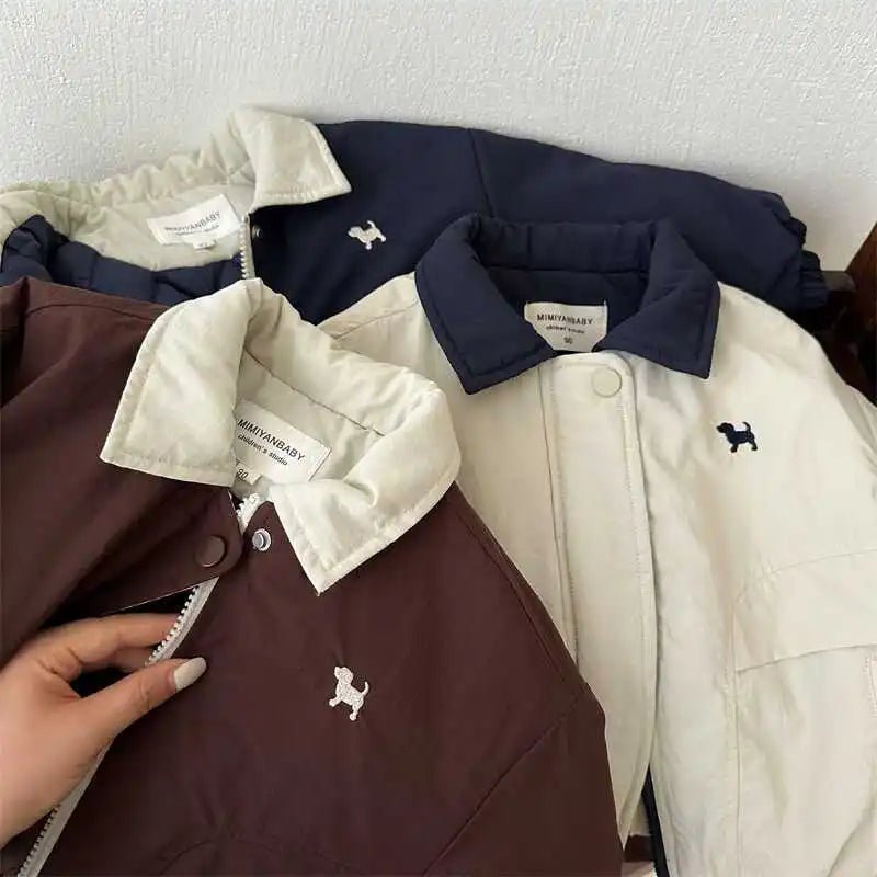Autumn and Winter Children's Jacket New Boys' and Girls' Cotton Jacket Cartoon Baseball Jacket Thick Collar Coat - PratSN