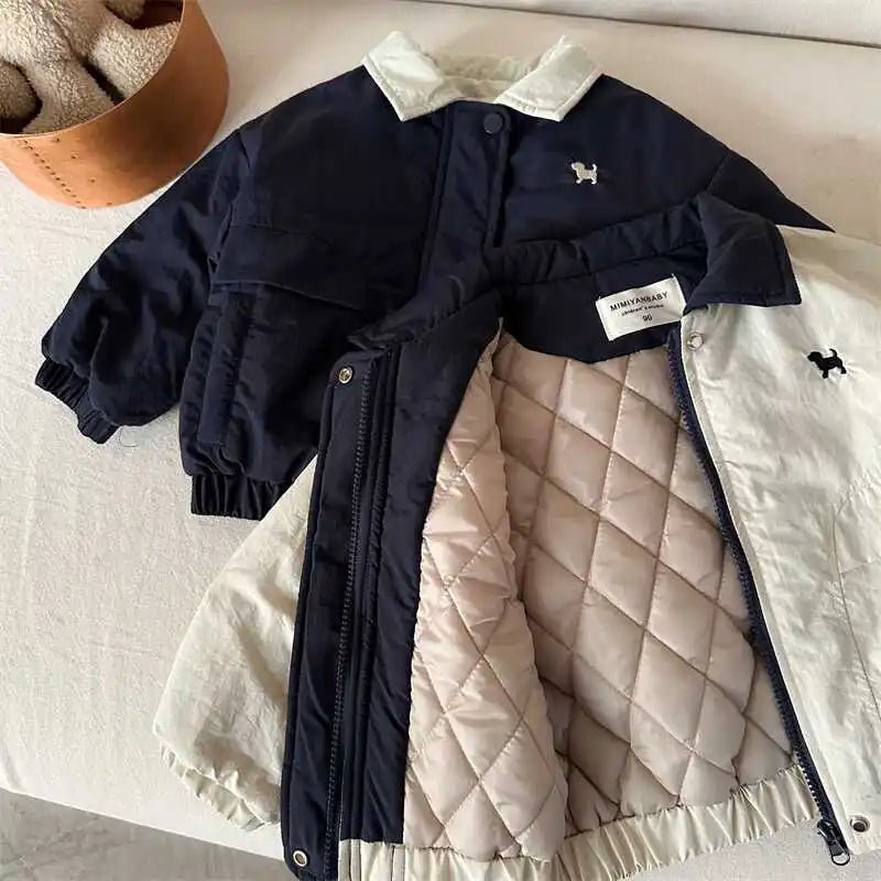 Autumn and Winter Children's Jacket New Boys' and Girls' Cotton Jacket Cartoon Baseball Jacket Thick Collar Coat - PratSN