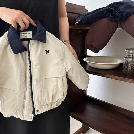 Autumn and Winter Children's Jacket New Boys' and Girls' Cotton Jacket Cartoon Baseball Jacket Thick Collar Coat - PratSN