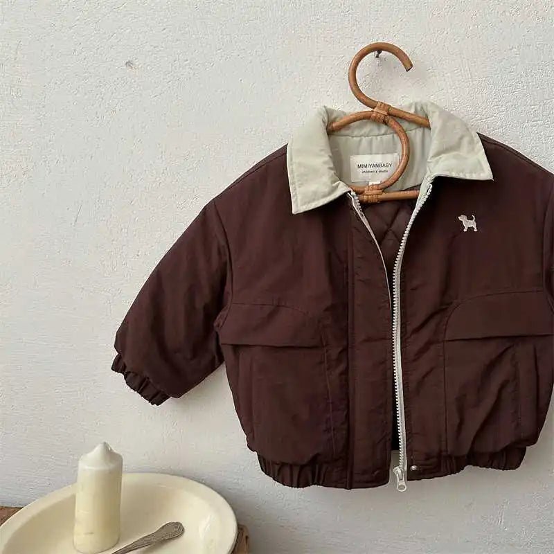 Autumn and Winter Children's Jacket New Boys' and Girls' Cotton Jacket Cartoon Baseball Jacket Thick Collar Coat - PratSN