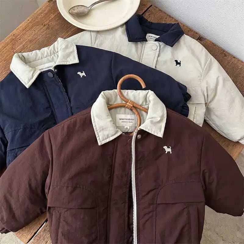 Autumn and Winter Children's Jacket New Boys' and Girls' Cotton Jacket Cartoon Baseball Jacket Thick Collar Coat - PratSN
