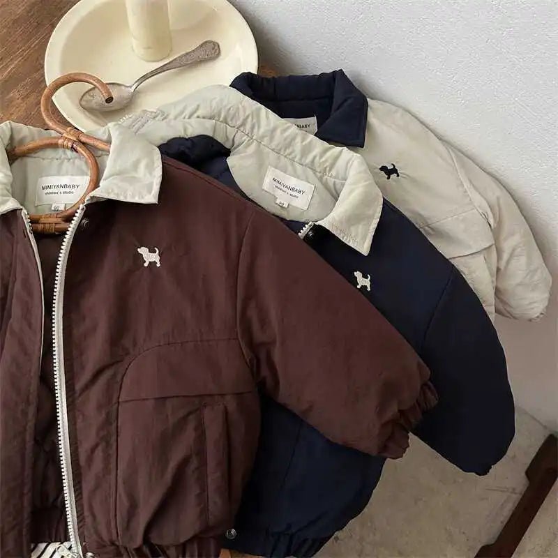 Autumn and Winter Children's Jacket New Boys' and Girls' Cotton Jacket Cartoon Baseball Jacket Thick Collar Coat - PratSN