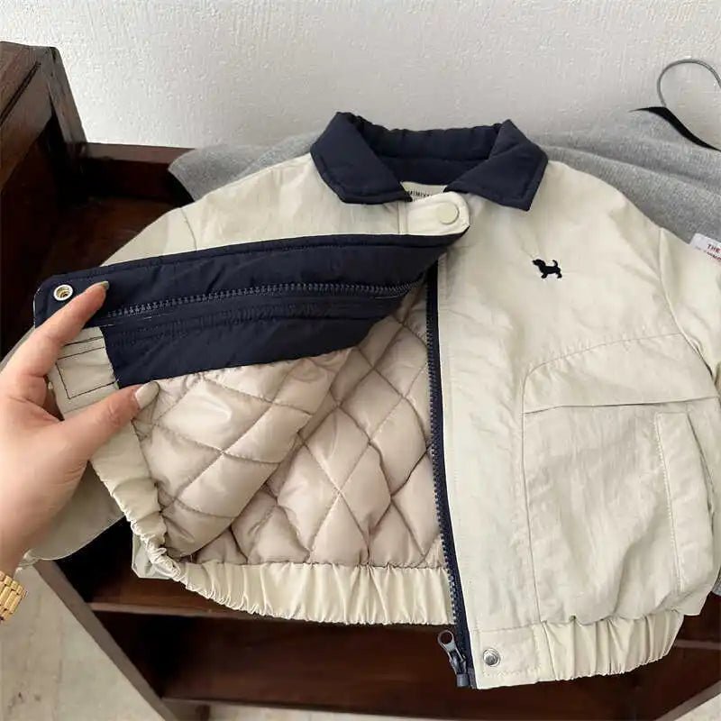 Autumn and Winter Children's Jacket New Boys' and Girls' Cotton Jacket Cartoon Baseball Jacket Thick Collar Coat - PratSN