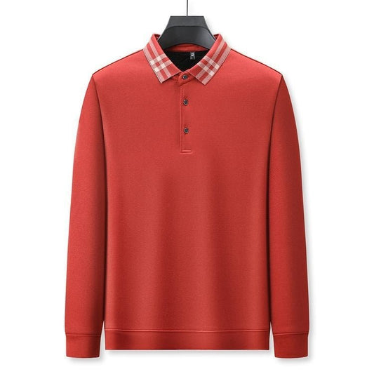 Autumn And Winter New Men's Fleece T-shirt Lapel Loose, Simple And All - matching - PratSN