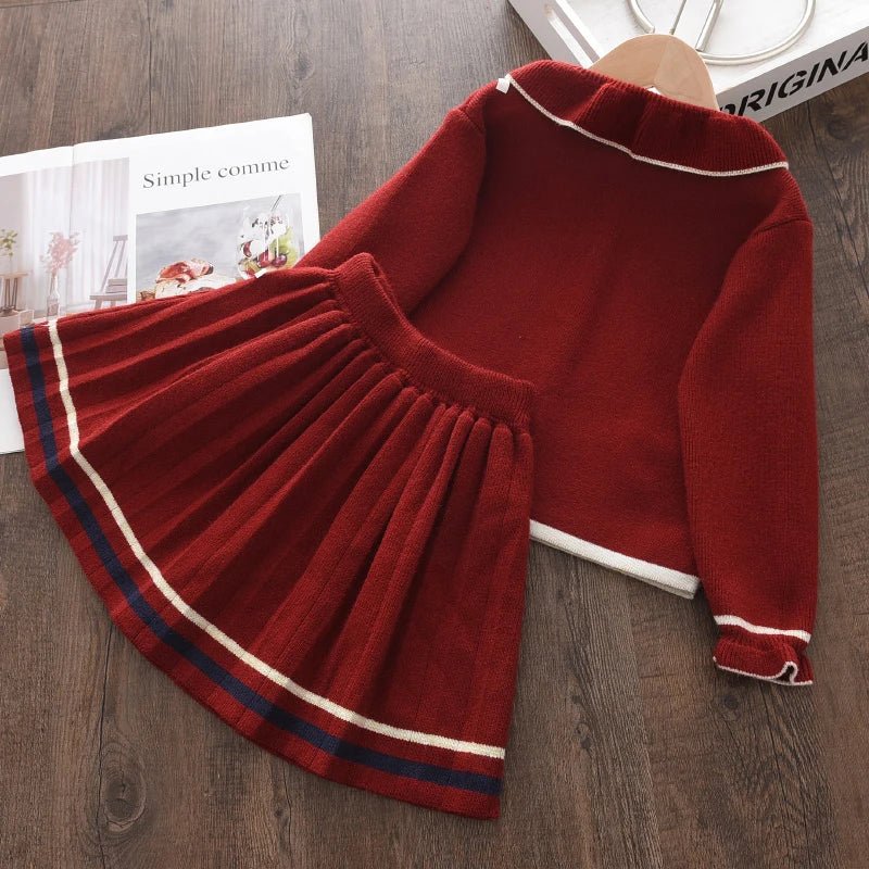 Autumn Fashion Girls Fashion Knitted 2 Pieces Sets Simplicity Sweater Coat Skirt Girls Boutique Outfits Baby Girl Winter Clothes - PratSN