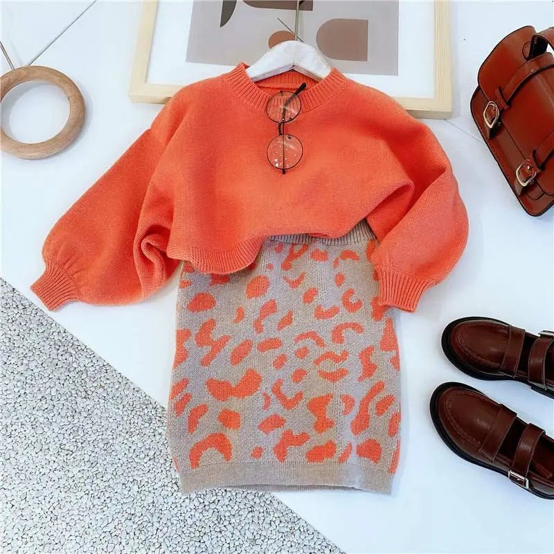 Autumn Fashion Girls Fashion Knitted 2 Pieces Sets Simplicity Sweater Coat Skirt Girls Boutique Outfits Baby Girl Winter Clothes - PratSN