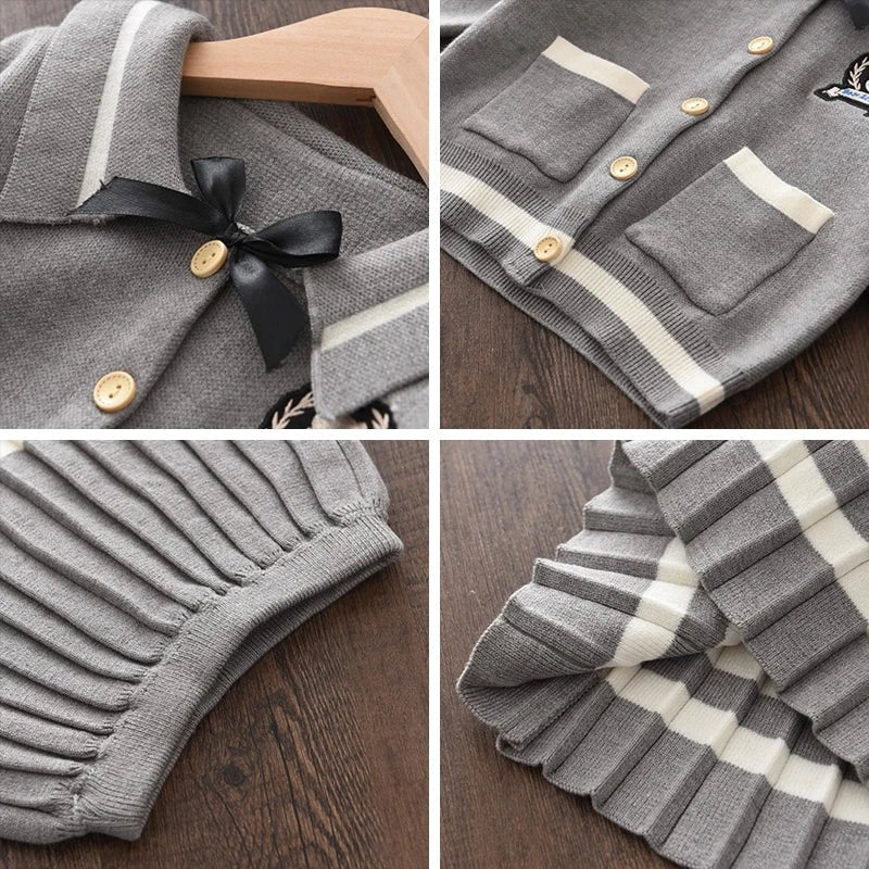 Autumn Fashion Girls Fashion Knitted 2 Pieces Sets Simplicity Sweater Coat Skirt Girls Boutique Outfits Baby Girl Winter Clothes - PratSN