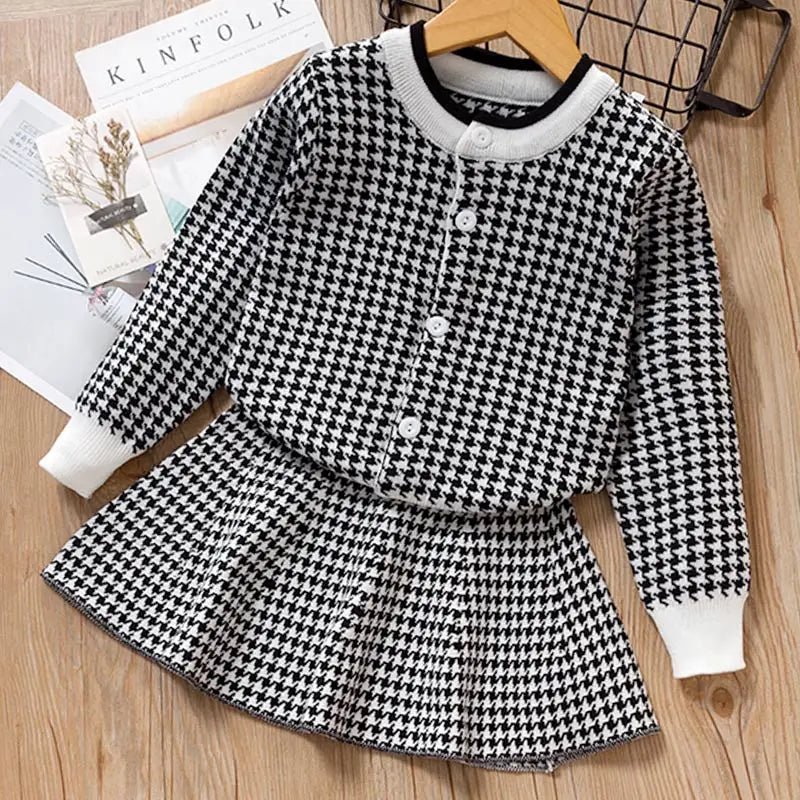 Autumn Fashion Girls Fashion Knitted 2 Pieces Sets Simplicity Sweater Coat Skirt Girls Boutique Outfits Baby Girl Winter Clothes - PratSN