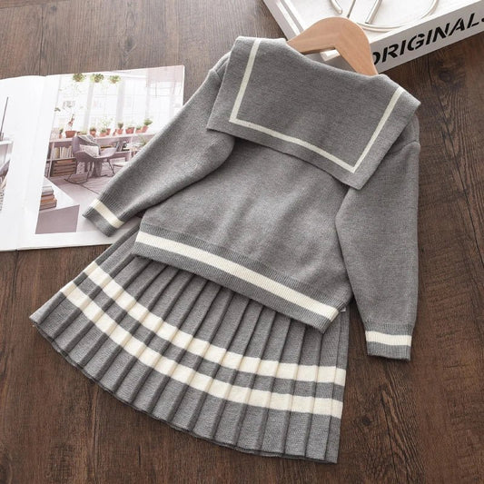 Autumn Fashion Girls Fashion Knitted 2 Pieces Sets Simplicity Sweater Coat Skirt Girls Boutique Outfits Baby Girl Winter Clothes - PratSN