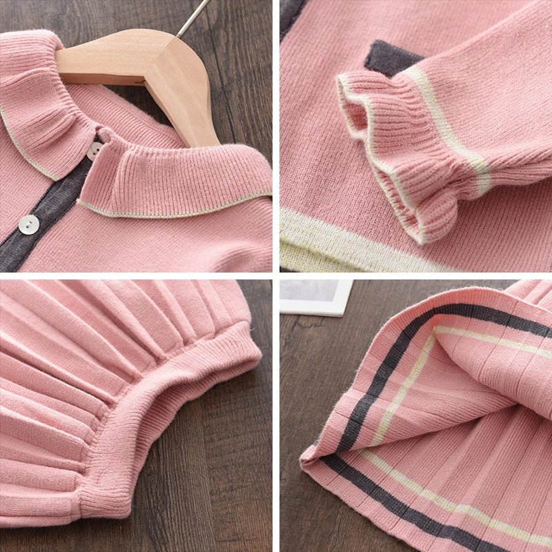 Autumn Fashion Girls Fashion Knitted 2 Pieces Sets Simplicity Sweater Coat Skirt Girls Boutique Outfits Baby Girl Winter Clothes - PratSN