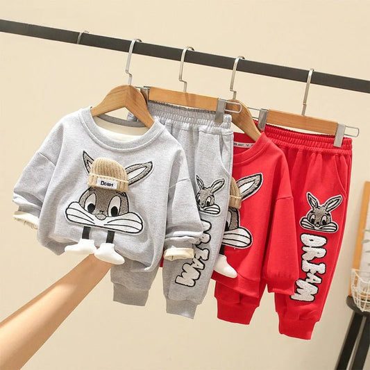Autumn Kid Boy Clothes Set Cartoon Printed Sweatshirts Pullover Top and Pants Bottom 2pcs Suit Children Girls Outfits Tracksuits - PratSN