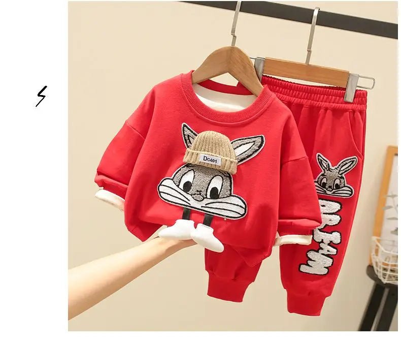 Autumn Kid Boy Clothes Set Cartoon Printed Sweatshirts Pullover Top and Pants Bottom 2pcs Suit Children Girls Outfits Tracksuits - PratSN