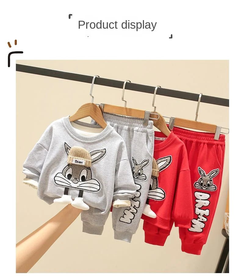 Autumn Kid Boy Clothes Set Cartoon Printed Sweatshirts Pullover Top and Pants Bottom 2pcs Suit Children Girls Outfits Tracksuits - PratSN