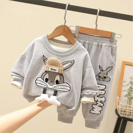 Autumn Kid Boy Clothes Set Cartoon Printed Sweatshirts Pullover Top and Pants Bottom 2pcs Suit Children Girls Outfits Tracksuits - PratSN