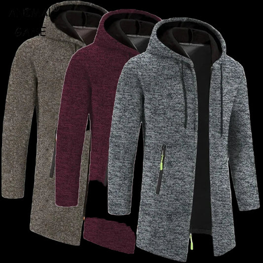 Autumn Men's Long Sleeve Sweatshirts for Men with Zipper Hooded Mens Oversize Winter Top Jacket Coat Warm Streetwear - PratSN