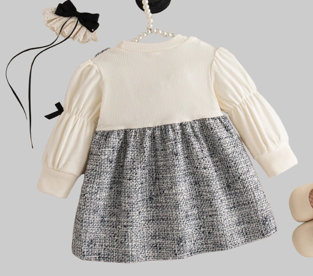 Autumn New Sweet Bow Baby Girl Dress, Simple Checkered Long Sleeved Children'S Clothing Suitable For Babies Aged 0 - 3 Years - PratSN