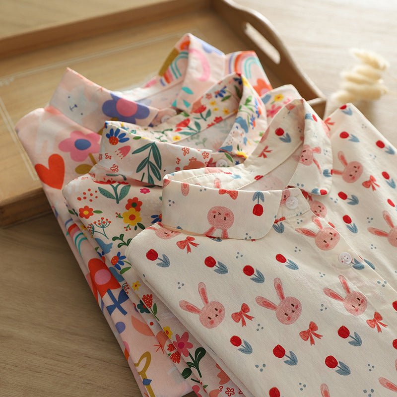 Autumn New Women's Clothing Printed Loose Lapel Long Sleeves Shirt - PratSN