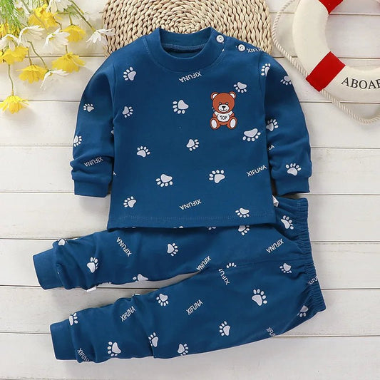 Autumn Sleepwear Pajamas For Girls Boys Long Sleeve Tops+Pants Suits Fashion Home Clothing Baby Kid Sleep Costume - PratSN
