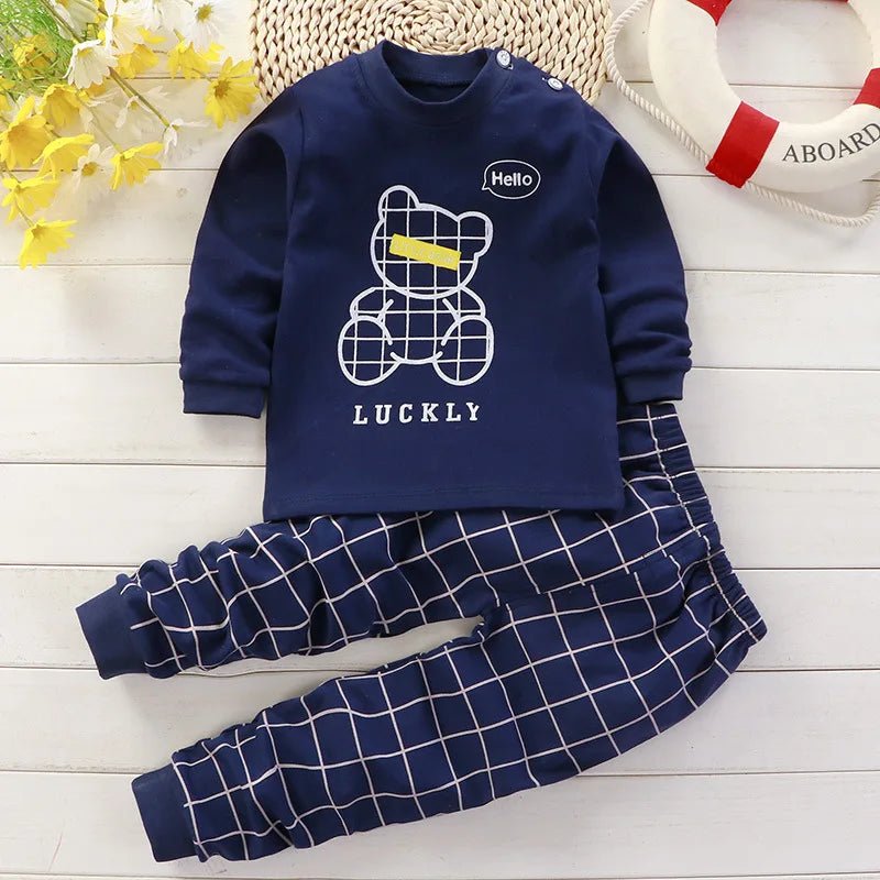 Autumn Sleepwear Pajamas For Girls Boys Long Sleeve Tops+Pants Suits Fashion Home Clothing Baby Kid Sleep Costume - PratSN
