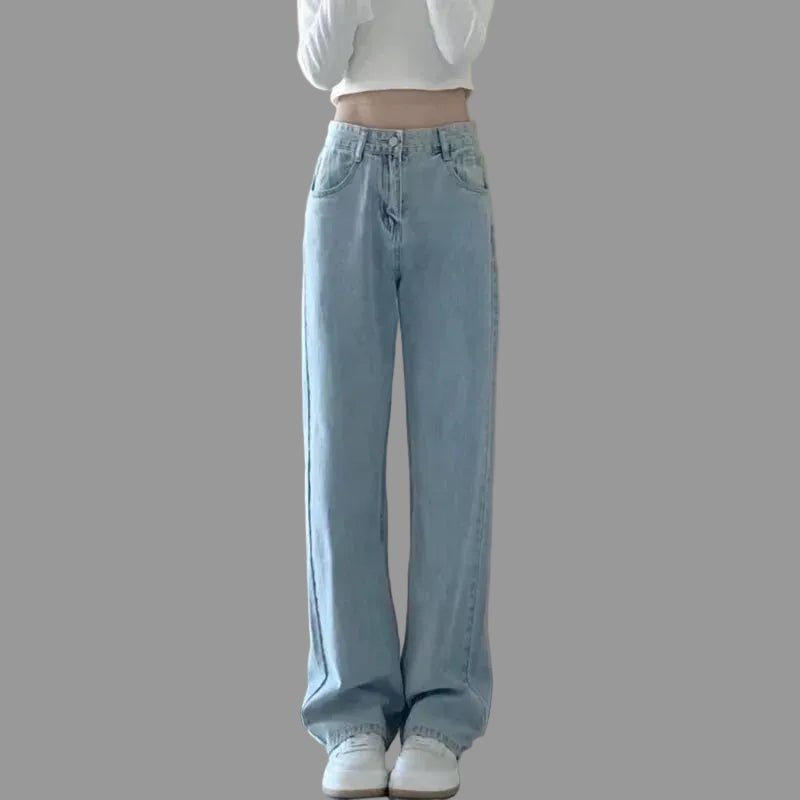 Autumn Spring Jeans Women Denim Pants Vintage Straight Trousers Fashion Female White Black Solid Loose Casual Wide Leg Pants - PratSN