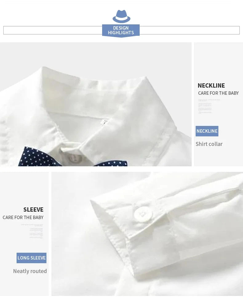 Autumn Spring Toddler Boy Clothes Kids Boys Wedding Suits Striped Vest + White Shirt + Pants Boy Outfits Children Outerwear - PratSN