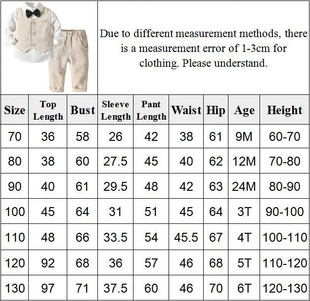 Autumn Spring Toddler Boy Clothes Kids Boys Wedding Suits Striped Vest + White Shirt + Pants Boy Outfits Children Outerwear - PratSN