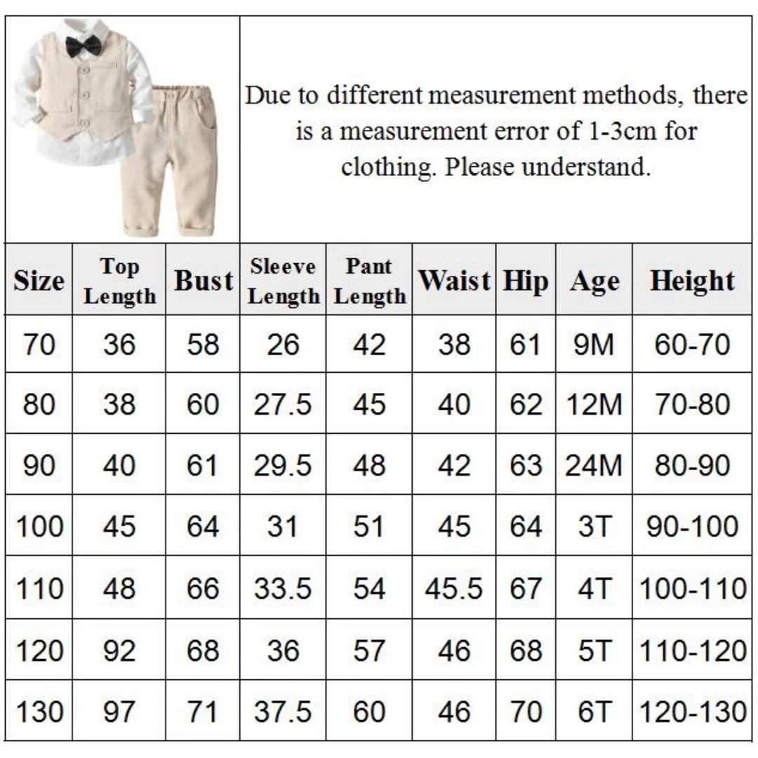 Autumn Spring Toddler Boy Clothes Kids Boys Wedding Suits Striped Vest + White Shirt + Pants Boy Outfits Children Outerwear - PratSN