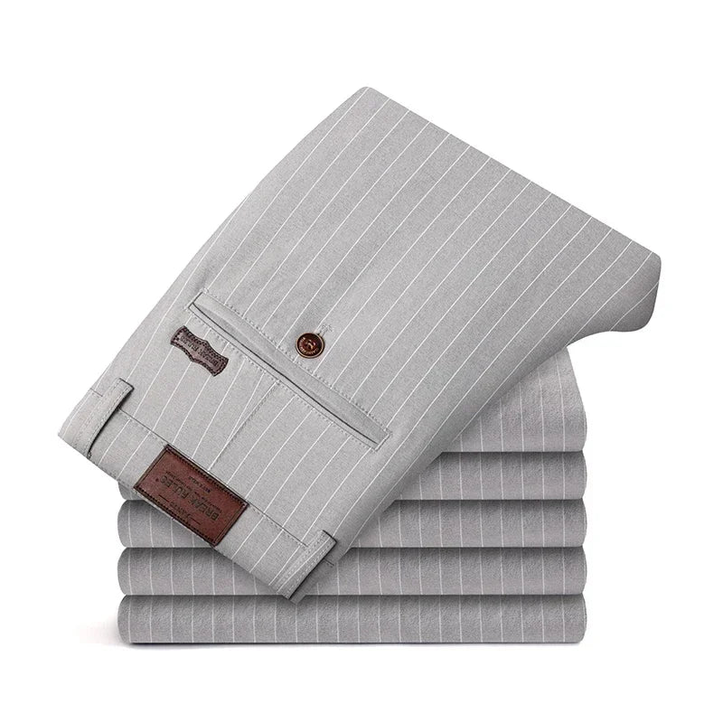 Autumn Stripe Trousers Men Formal Work Business Red Grey Blue Black Slim Fit Iron - free Office Luxury Suit Pants Male 30 - 38 - PratSN