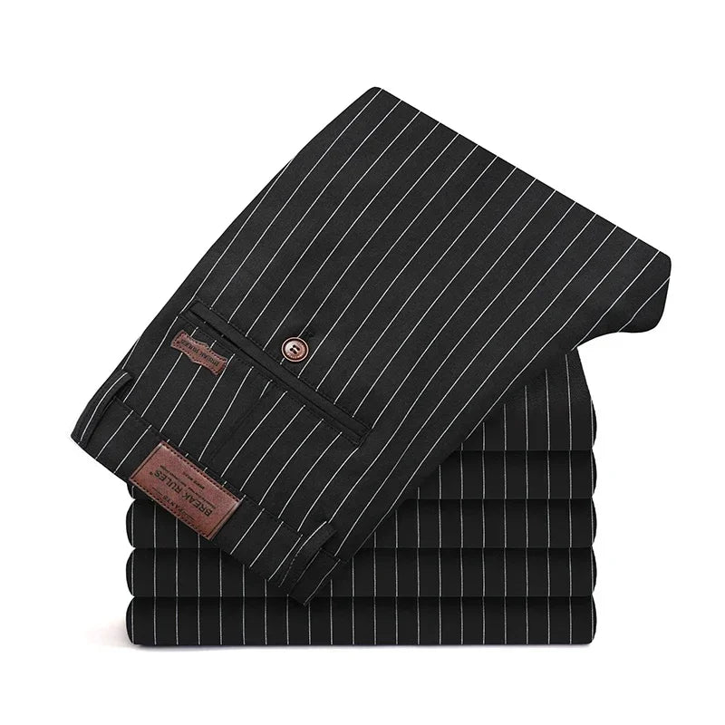Autumn Stripe Trousers Men Formal Work Business Red Grey Blue Black Slim Fit Iron - free Office Luxury Suit Pants Male 30 - 38 - PratSN