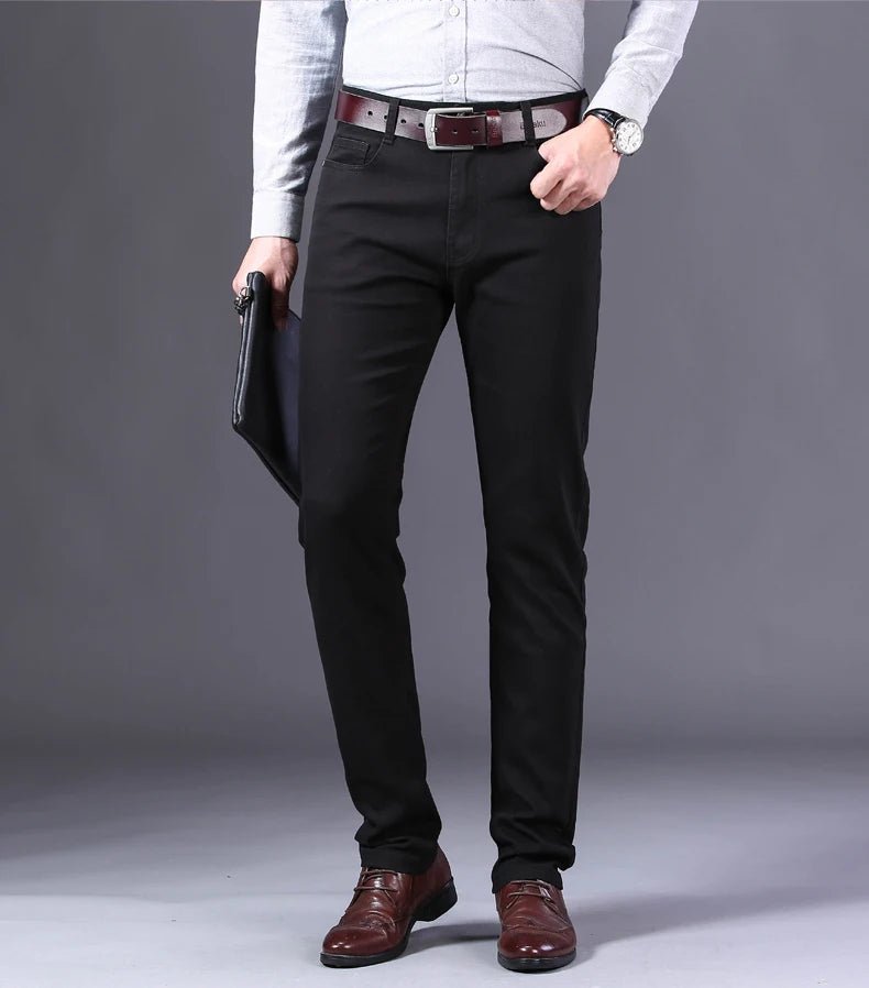 Autumn Wine Red Jeans Men Fashion Casual Classic Style Business Straight Fit Soft Trousers Male Advanced Pants - PratSN