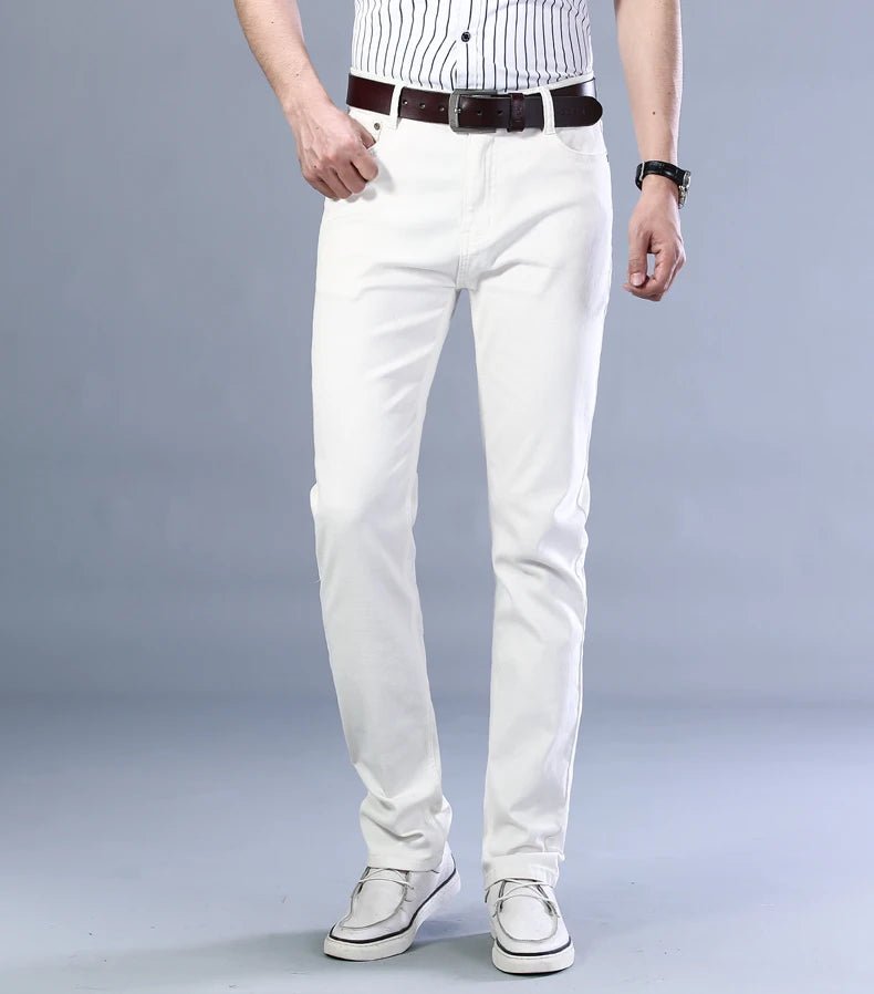 Autumn Wine Red Jeans Men Fashion Casual Classic Style Business Straight Fit Soft Trousers Male Advanced Pants - PratSN