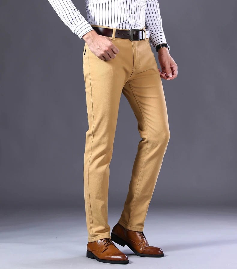 Autumn Wine Red Jeans Men Fashion Casual Classic Style Business Straight Fit Soft Trousers Male Advanced Pants - PratSN