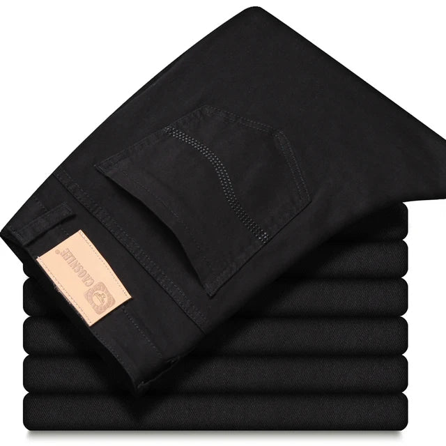 Autumn Wine Red Jeans Men Fashion Casual Classic Style Business Straight Fit Soft Trousers Male Advanced Pants - PratSN