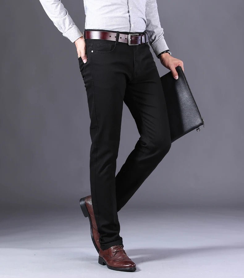 Autumn Wine Red Jeans Men Fashion Casual Classic Style Business Straight Fit Soft Trousers Male Advanced Pants - PratSN