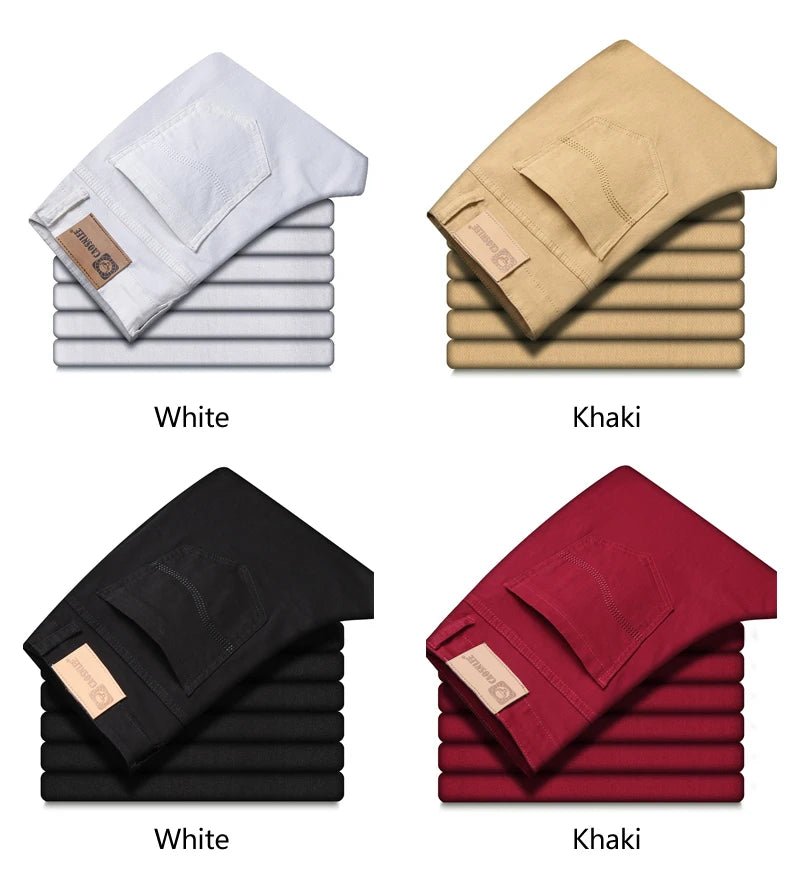 Autumn Wine Red Jeans Men Fashion Casual Classic Style Business Straight Fit Soft Trousers Male Advanced Pants - PratSN