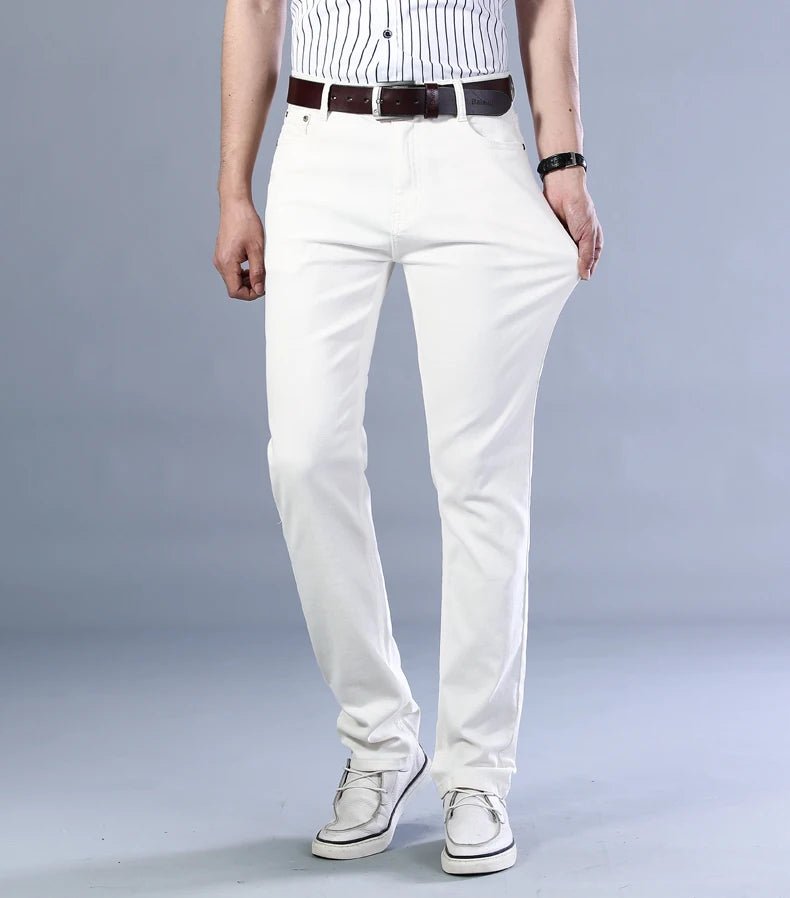 Autumn Wine Red Jeans Men Fashion Casual Classic Style Business Straight Fit Soft Trousers Male Advanced Pants - PratSN