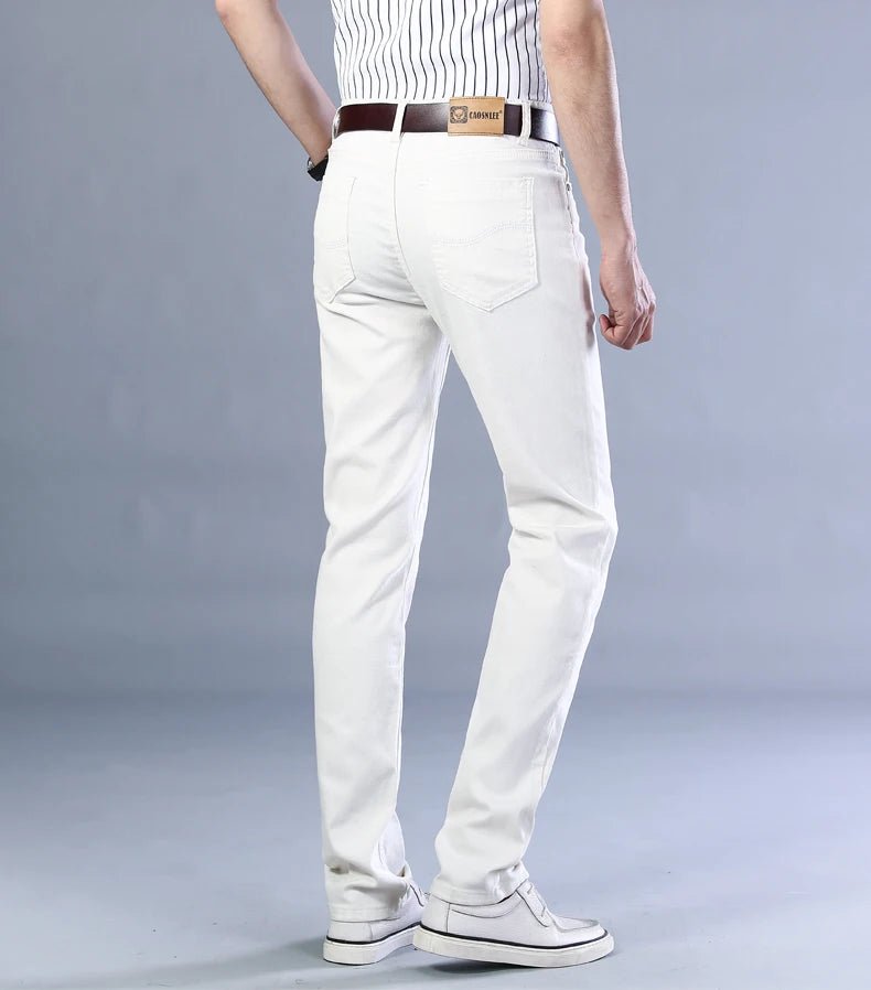 Autumn Wine Red Jeans Men Fashion Casual Classic Style Business Straight Fit Soft Trousers Male Advanced Pants - PratSN