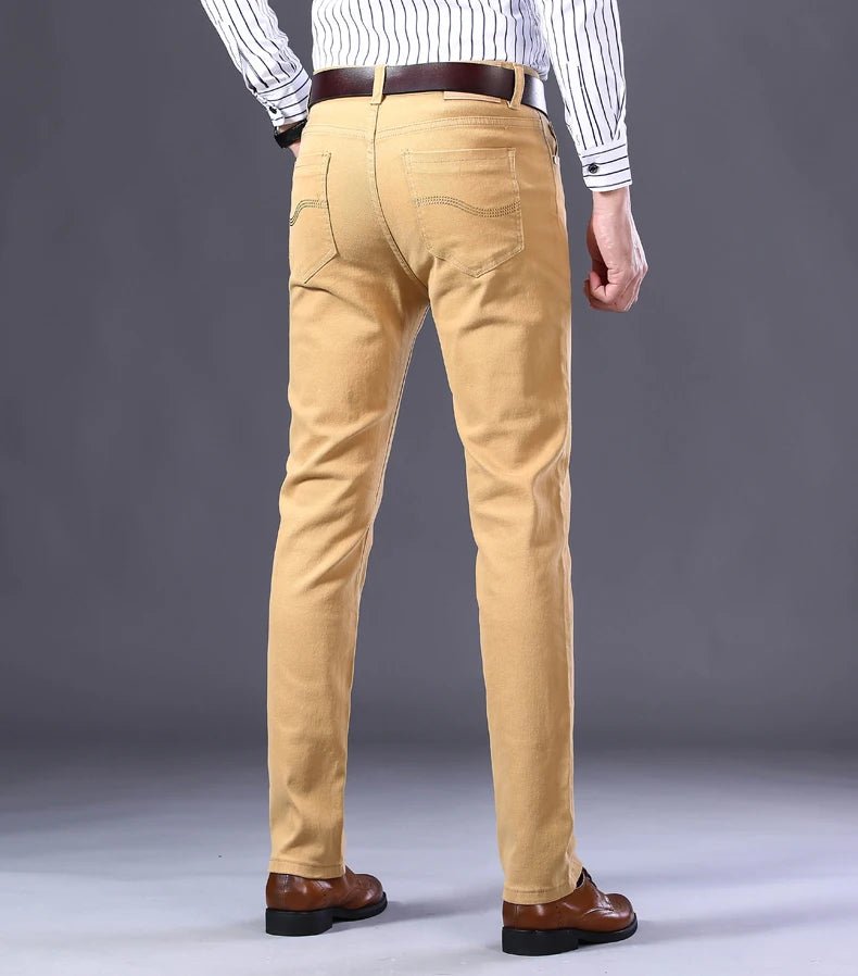 Autumn Wine Red Jeans Men Fashion Casual Classic Style Business Straight Fit Soft Trousers Male Advanced Pants - PratSN
