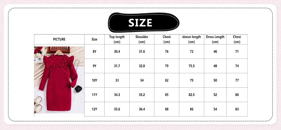 Autumn - Winter Girls' Outfit Heavy - Weight Pearl - Studded Flared Sleeve Jacket & Long - Sleeved Dress Two - Piece Worested Fabric Set - PratSN