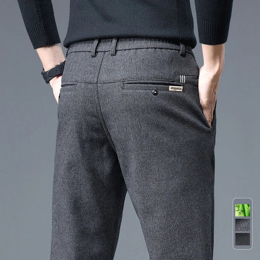 Autumn Winter Men's Brand Pants High Quality Casual Business Fashion Stretch Thick Cotton Bamboo Trousers Male Clothing - PratSN