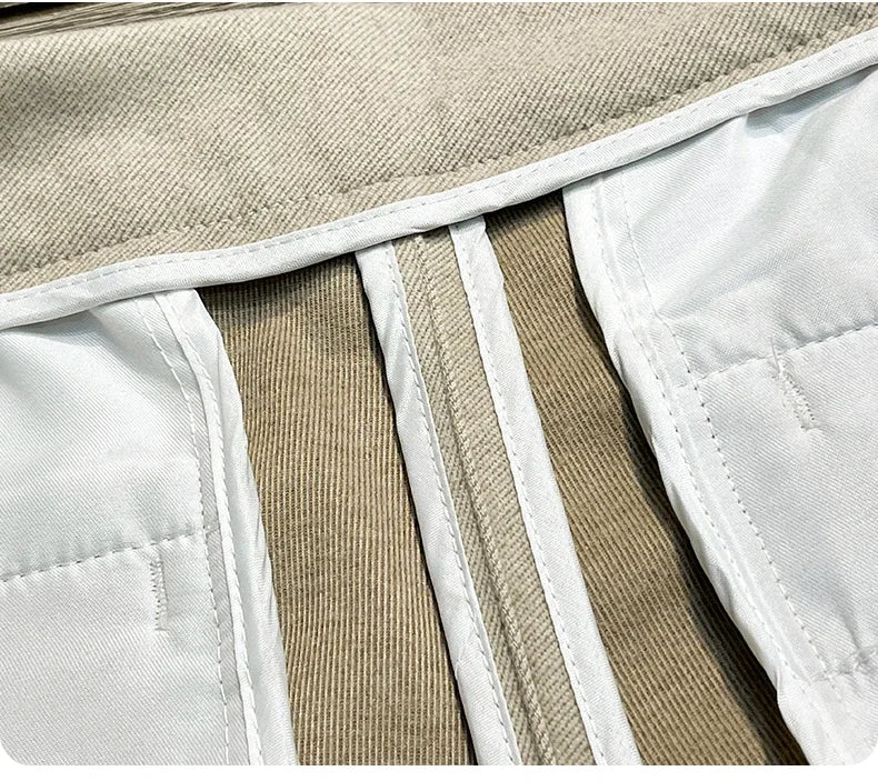 Autumn Winter Men's Woolen Suit Pants Formal Business Office Slim Straight Elastic Waist Korean Casual Tapered Brown Trousers - PratSN