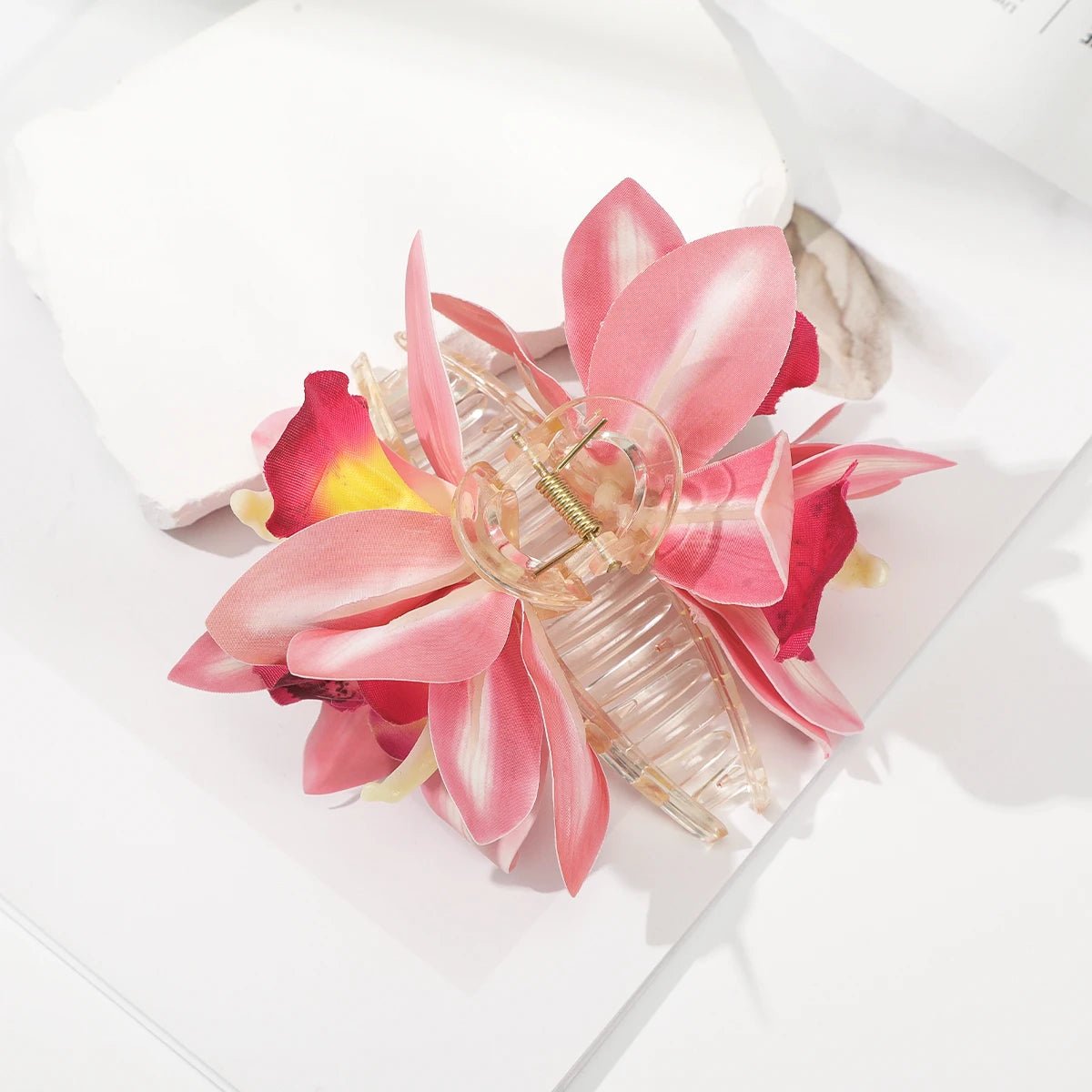 AWAYTR Orchid Flower Hair Claw Clips for Girls Hair Clip Barrette Gladiolus Hair Clamps Valentine's Headwear Hair Accessories - PratSN