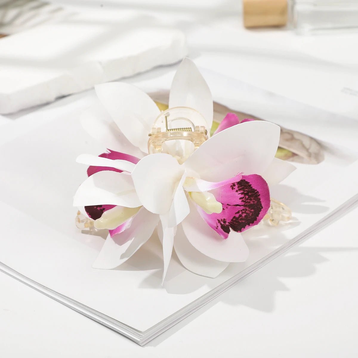 AWAYTR Orchid Flower Hair Claw Clips for Girls Hair Clip Barrette Gladiolus Hair Clamps Valentine's Headwear Hair Accessories - PratSN