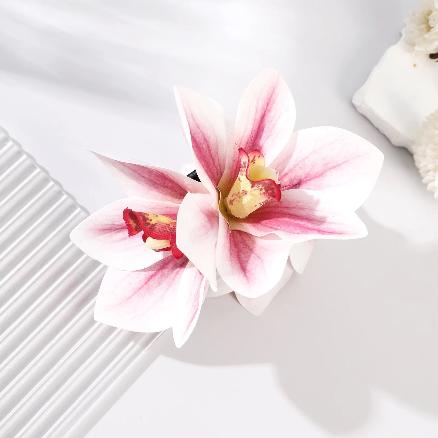 AWAYTR Orchid Flower Hair Claw Clips for Girls Hair Clip Barrette Gladiolus Hair Clamps Valentine's Headwear Hair Accessories - PratSN
