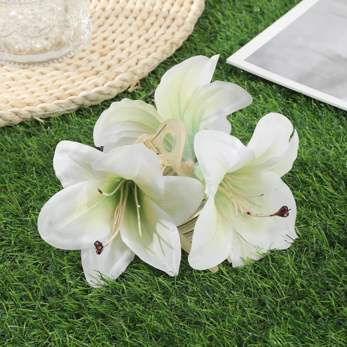 AWAYTR Orchid Flower Hair Claw Clips for Girls Hair Clip Barrette Gladiolus Hair Clamps Valentine's Headwear Hair Accessories - PratSN