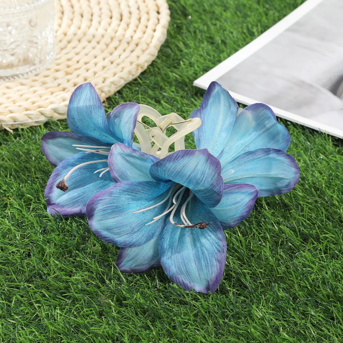 AWAYTR Orchid Flower Hair Claw Clips for Girls Hair Clip Barrette Gladiolus Hair Clamps Valentine's Headwear Hair Accessories - PratSN