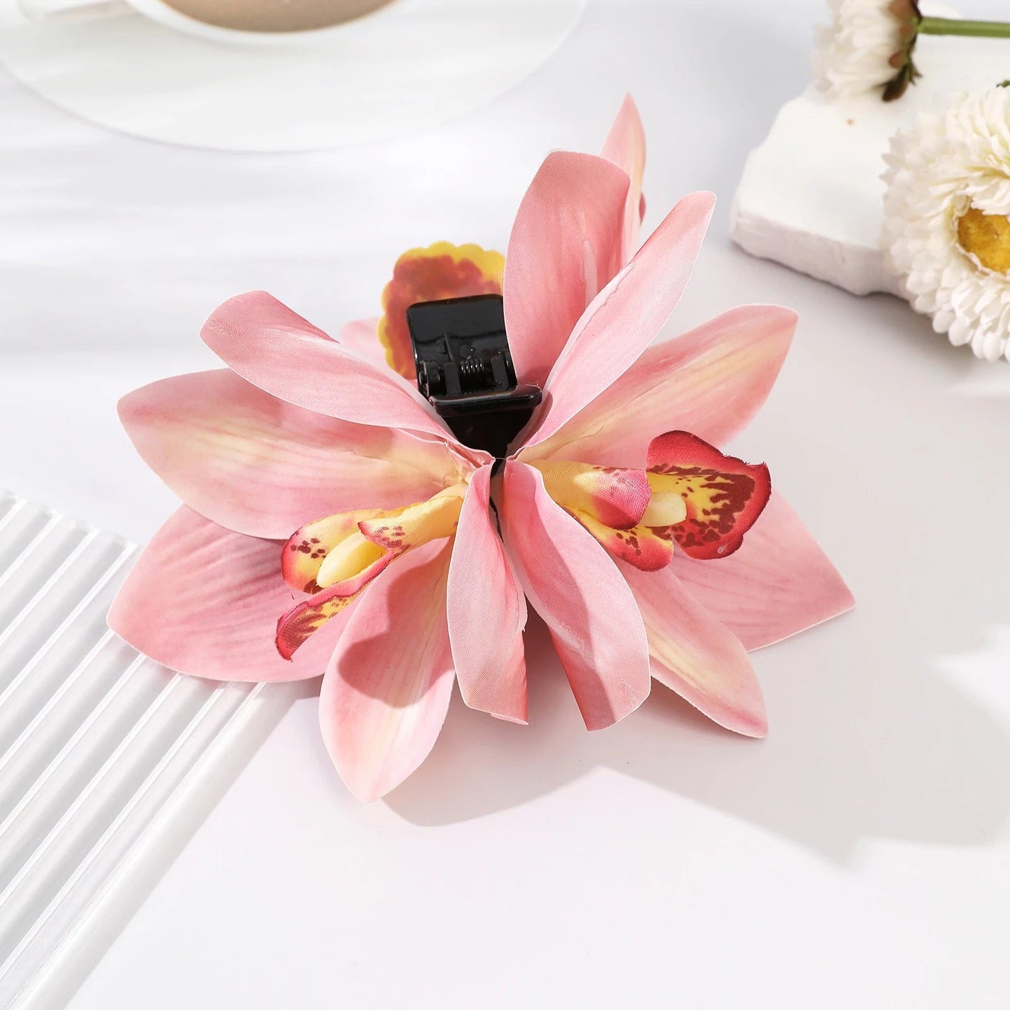 AWAYTR Orchid Flower Hair Claw Clips for Girls Hair Clip Barrette Gladiolus Hair Clamps Valentine's Headwear Hair Accessories - PratSN