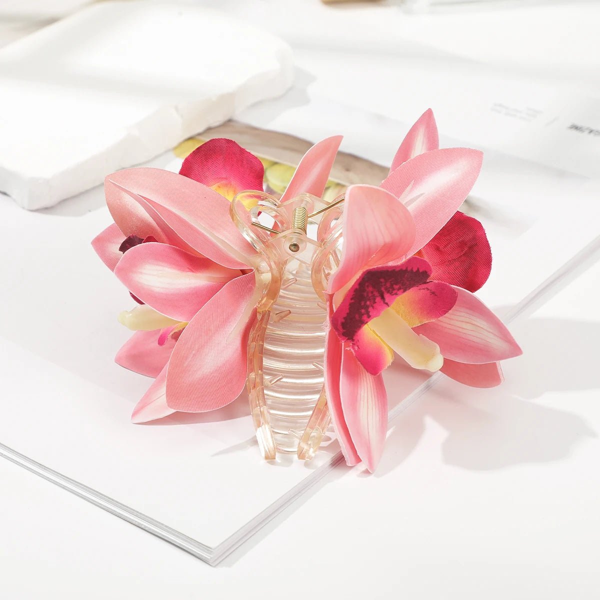 AWAYTR Orchid Flower Hair Claw Clips for Girls Hair Clip Barrette Gladiolus Hair Clamps Valentine's Headwear Hair Accessories - PratSN
