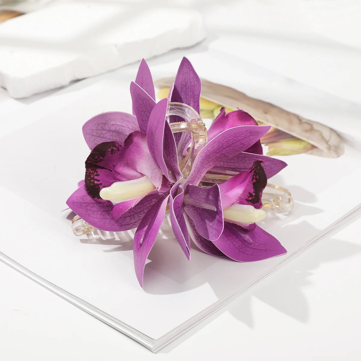 AWAYTR Orchid Flower Hair Claw Clips for Girls Hair Clip Barrette Gladiolus Hair Clamps Valentine's Headwear Hair Accessories - PratSN